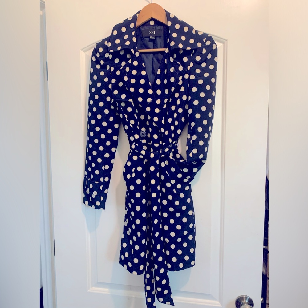 Satin Polka-Dot Trench Coat